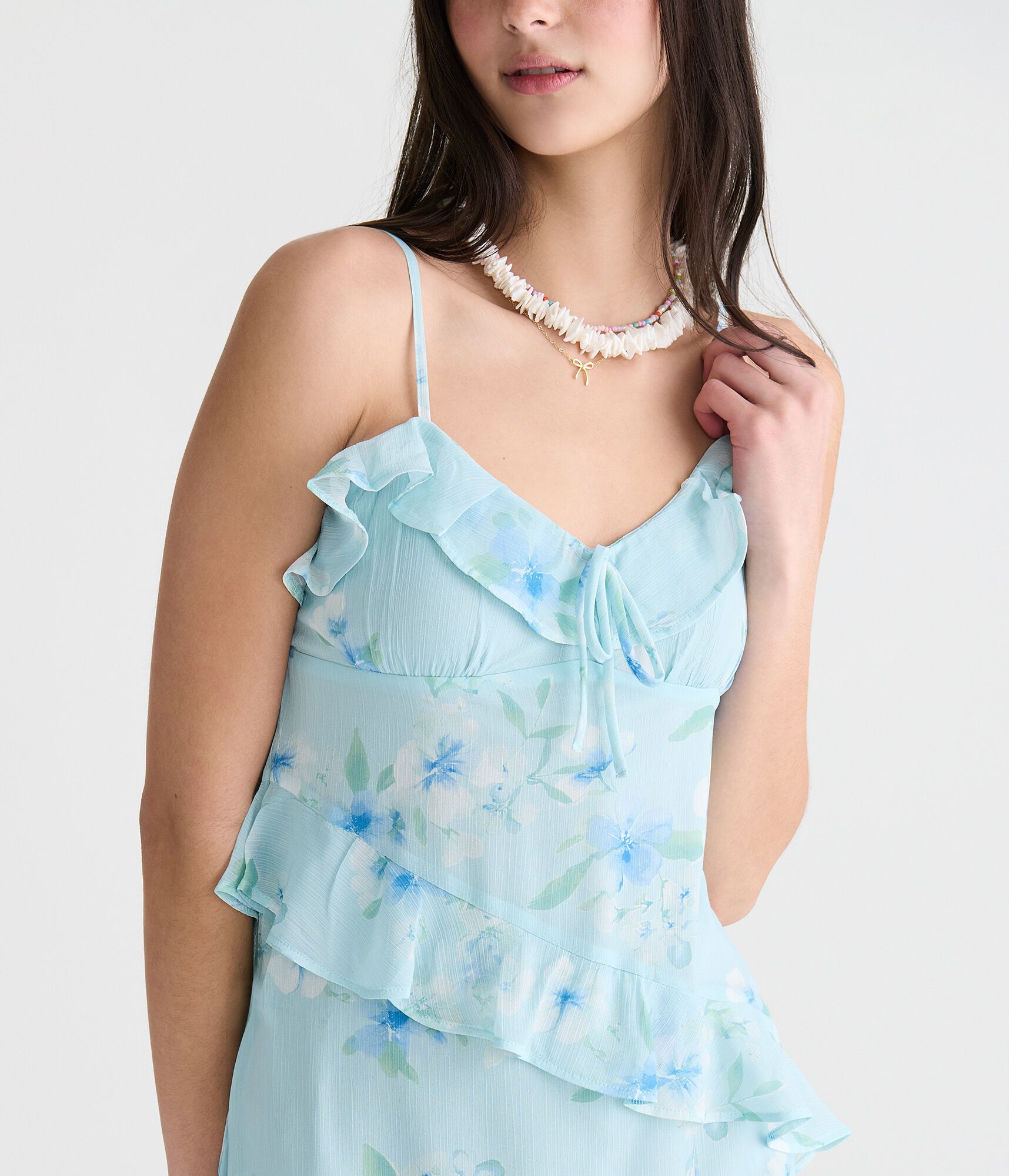 Floral V-Neck Ruffle A-Line Mini Dress