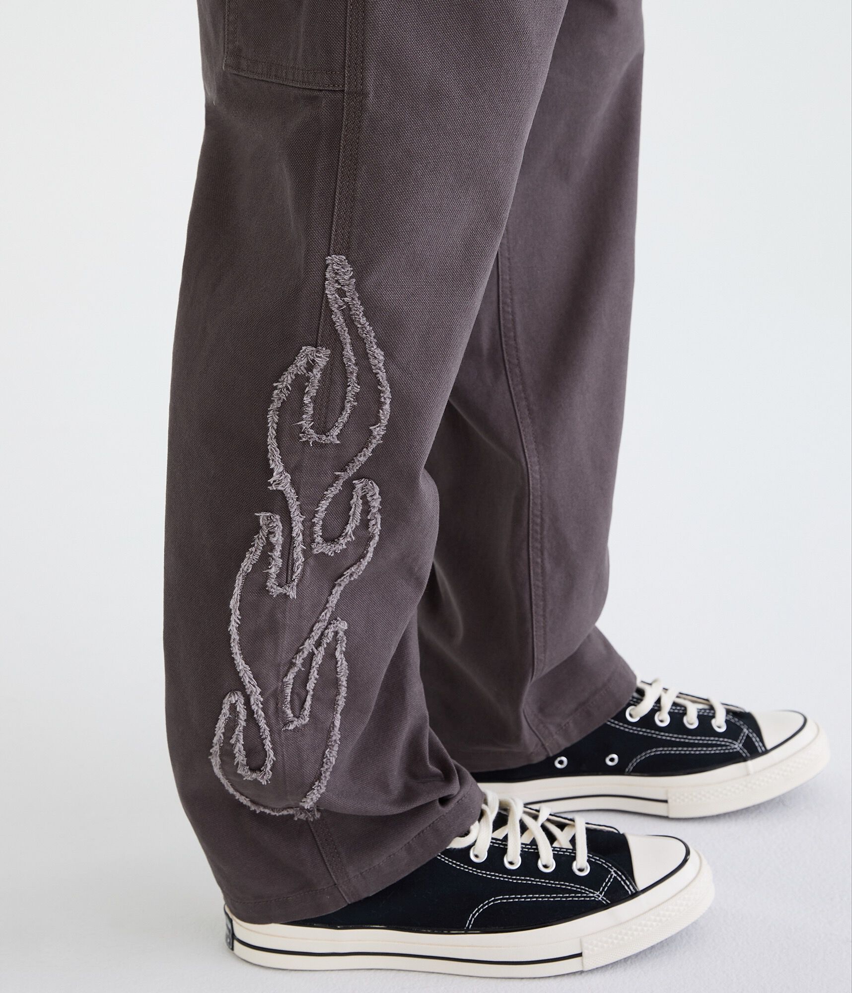 Flame Outline Baggy Carpenter Pants