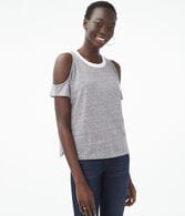 Ringer Cold-Shoulder Crew Tee