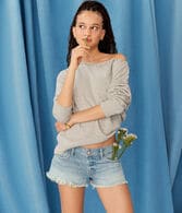 Demetra for Aero Studded Slash-Neck Sweater