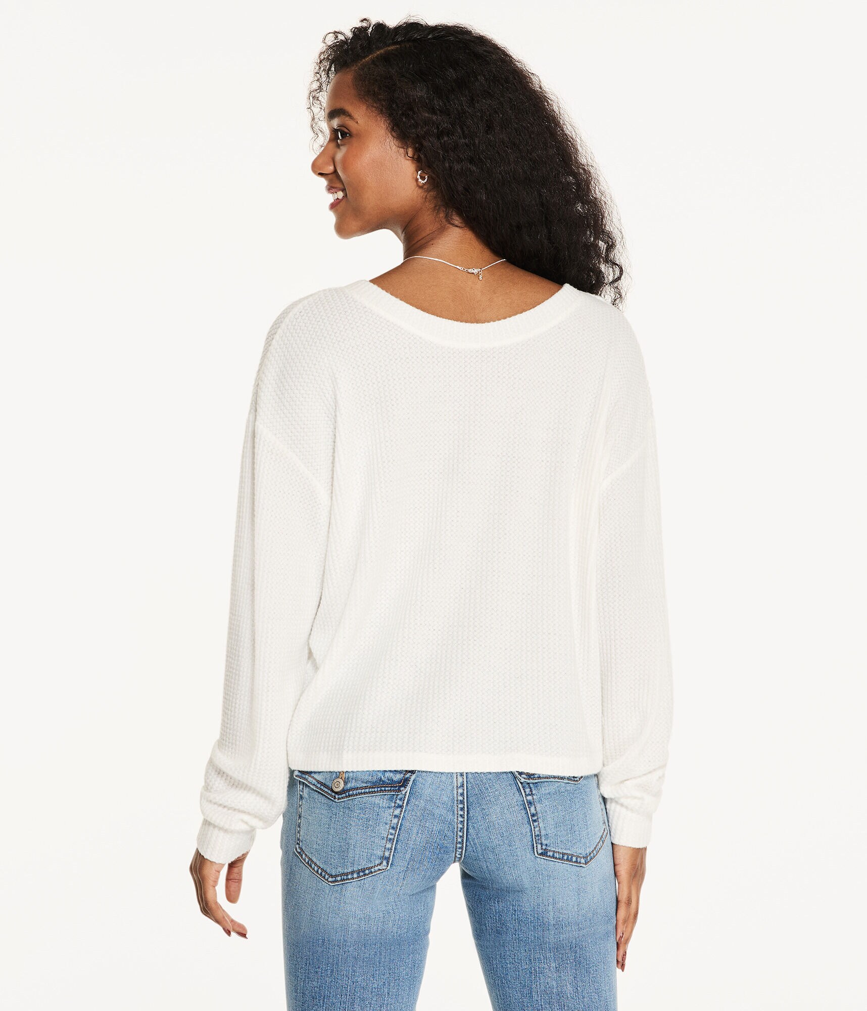 Long Sleeve Wear 2 Ways Cozy Waffle Tee