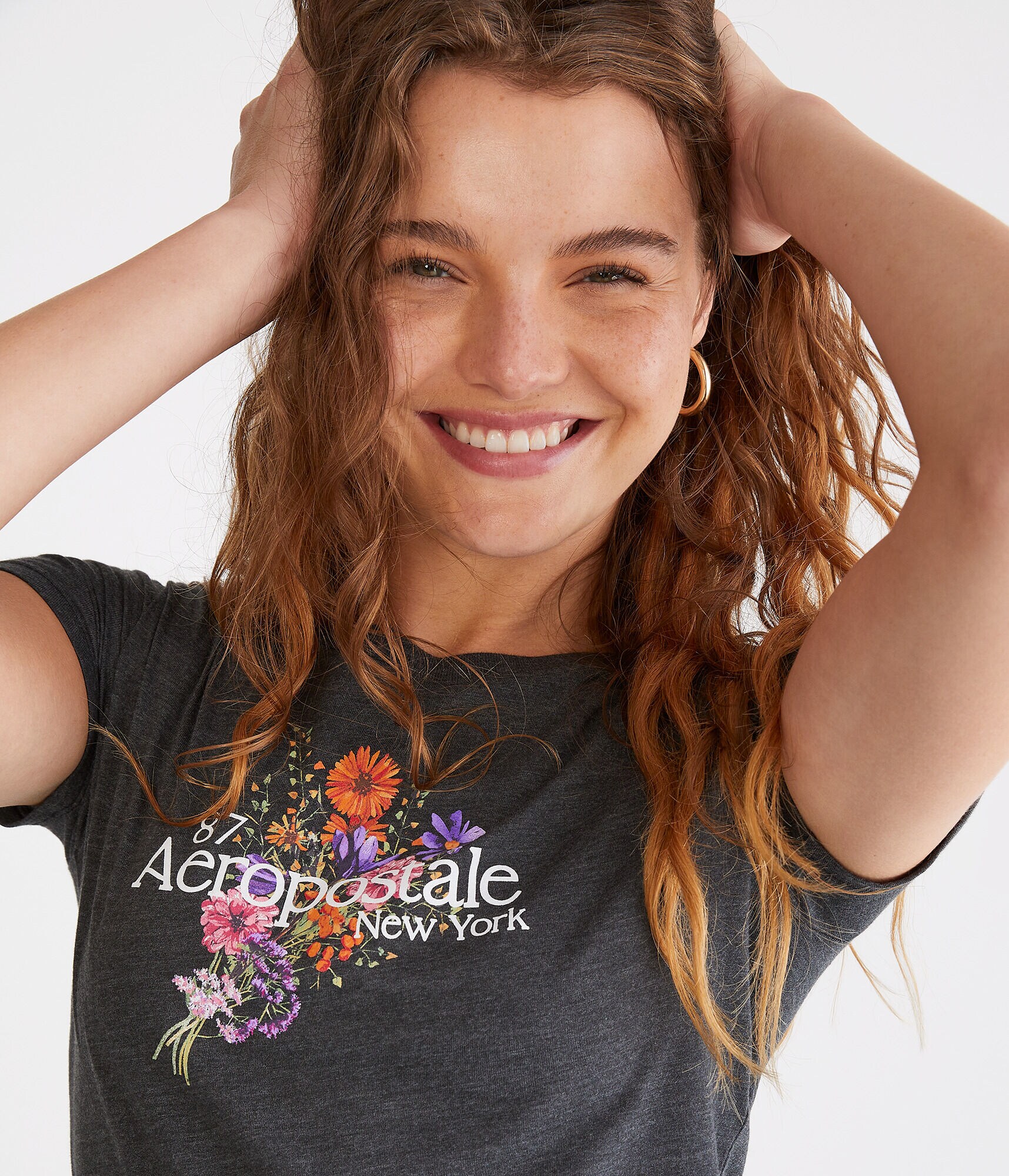 Aeropostale Floral Bouquet Graphic Tee