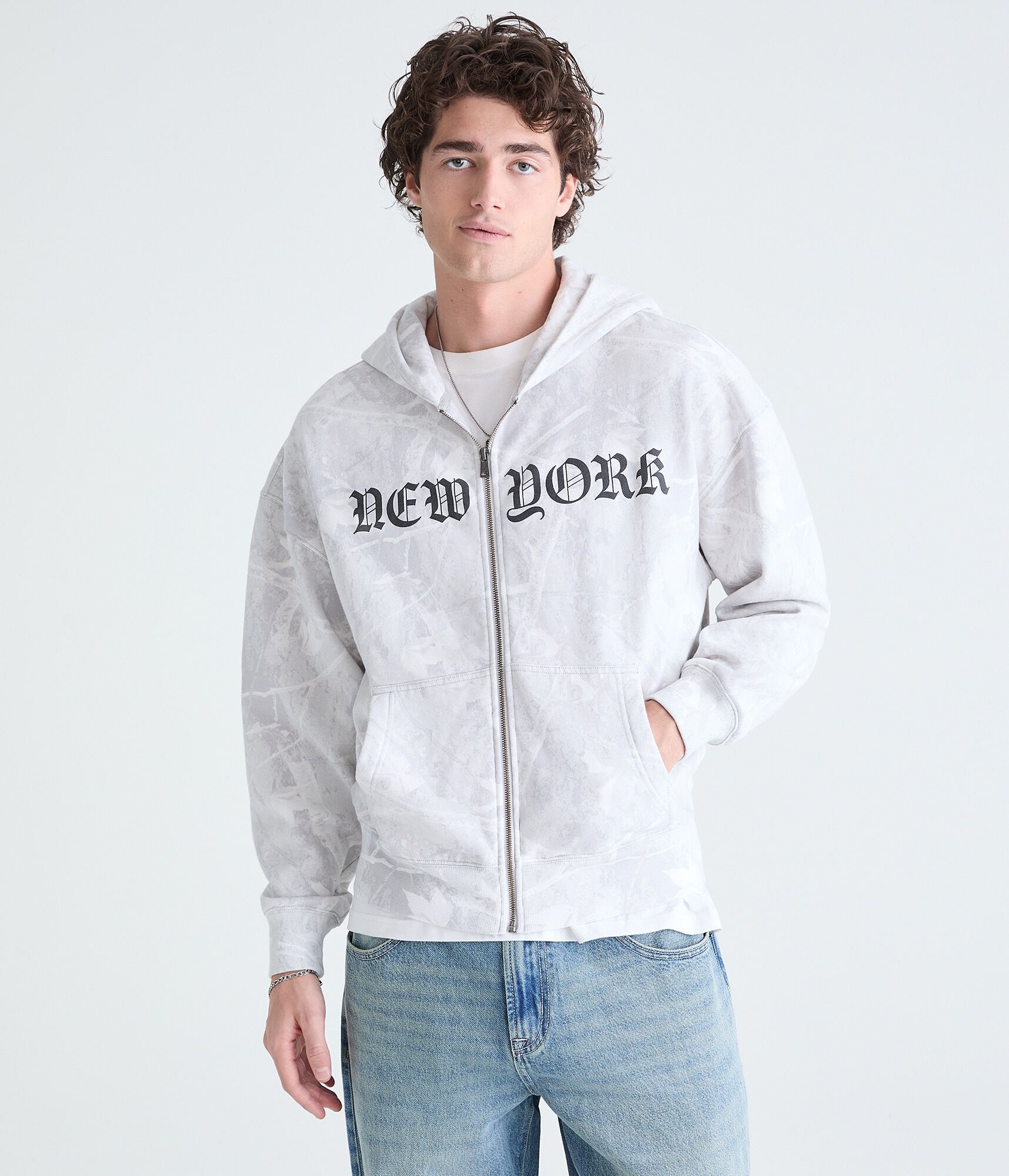 Cloud Soft New York Forest Camo Boxy Full-Zip Hoodie