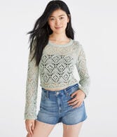Open-Knit Cropped Sweater