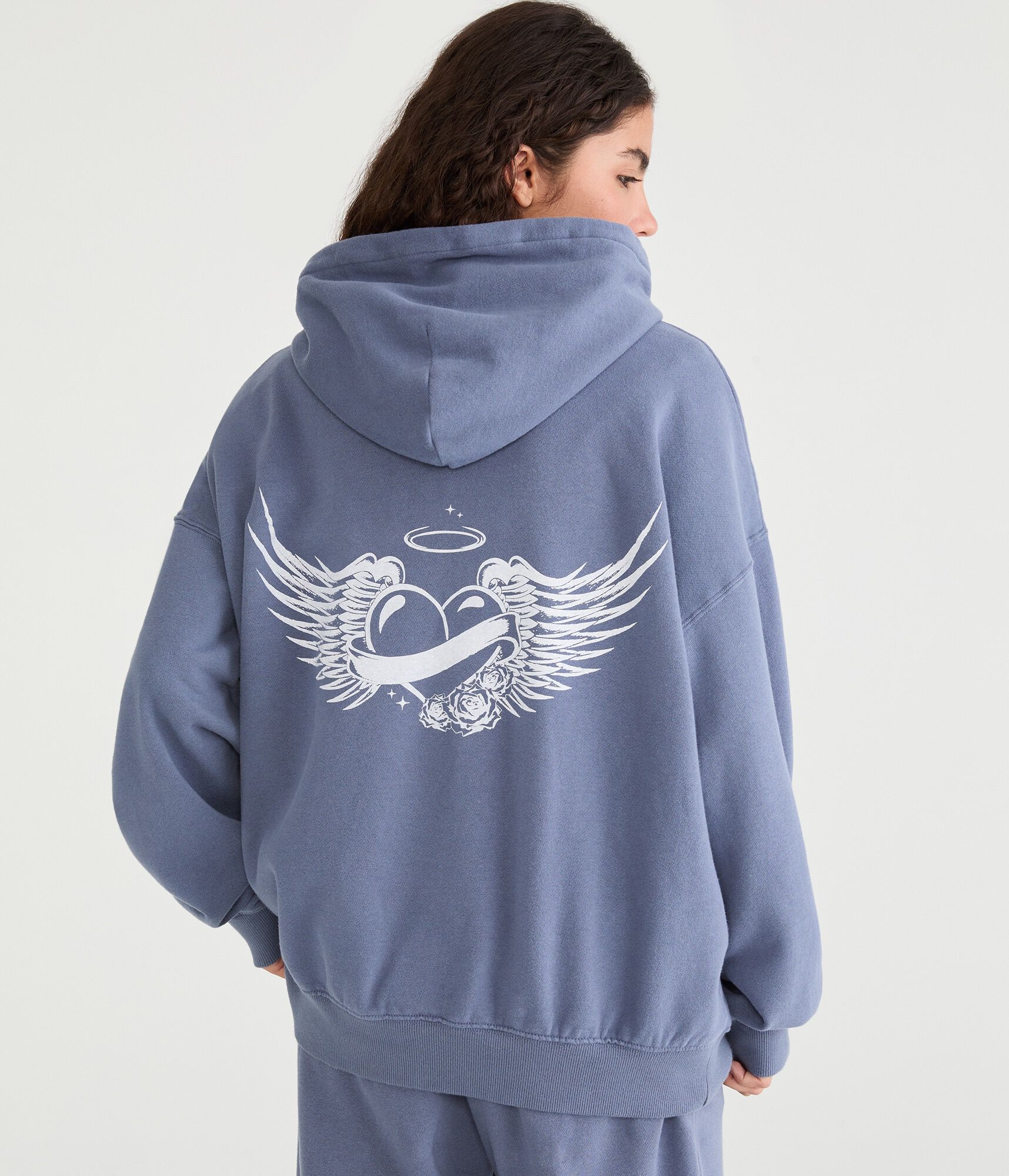 Cloud Soft Winged Heart Oversized Pullover Hoodie