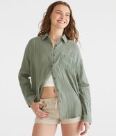 Long Sleeve Gauze Oversized Shirt