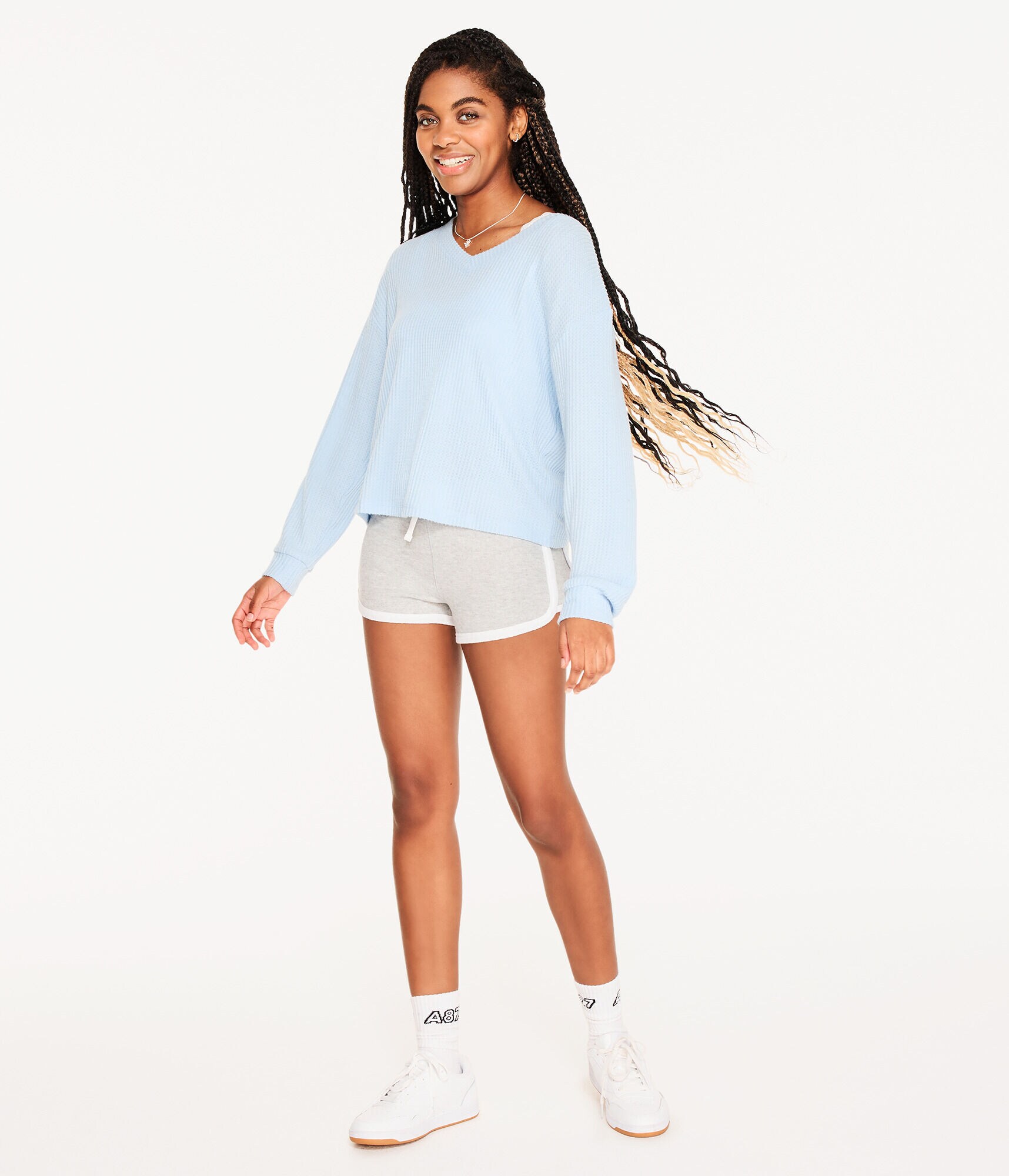 Long Sleeve Wear 2 Ways Cozy Waffle Tee