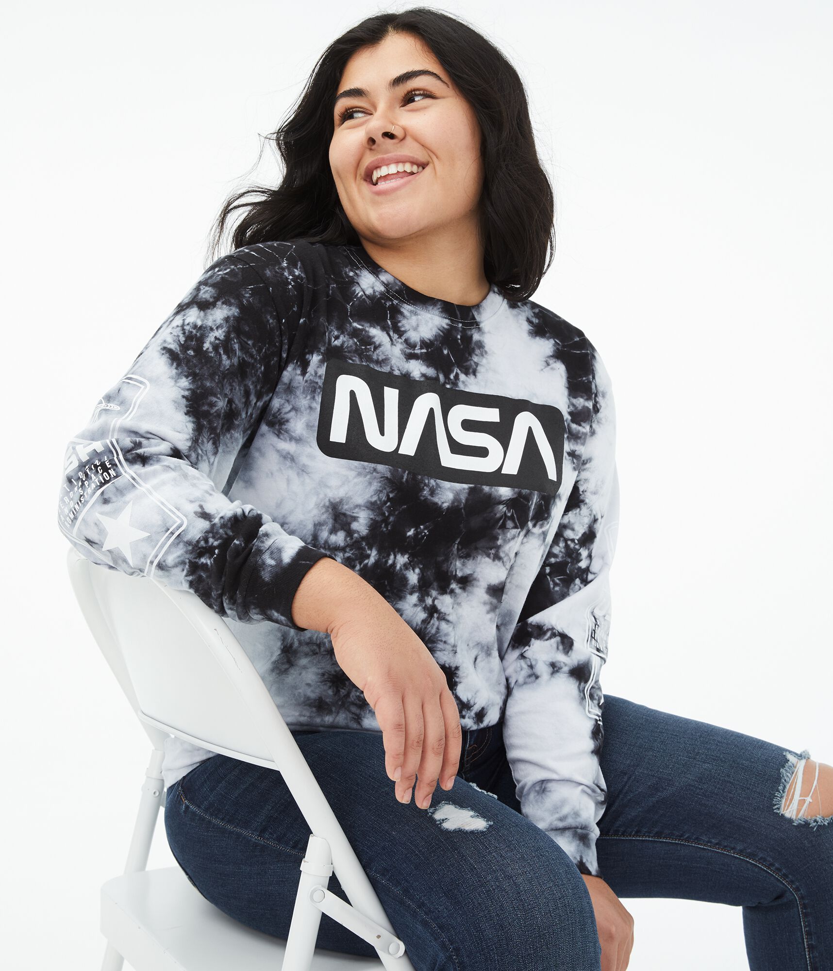 Long Sleeve NASA Tie-Dye Boyfriend 