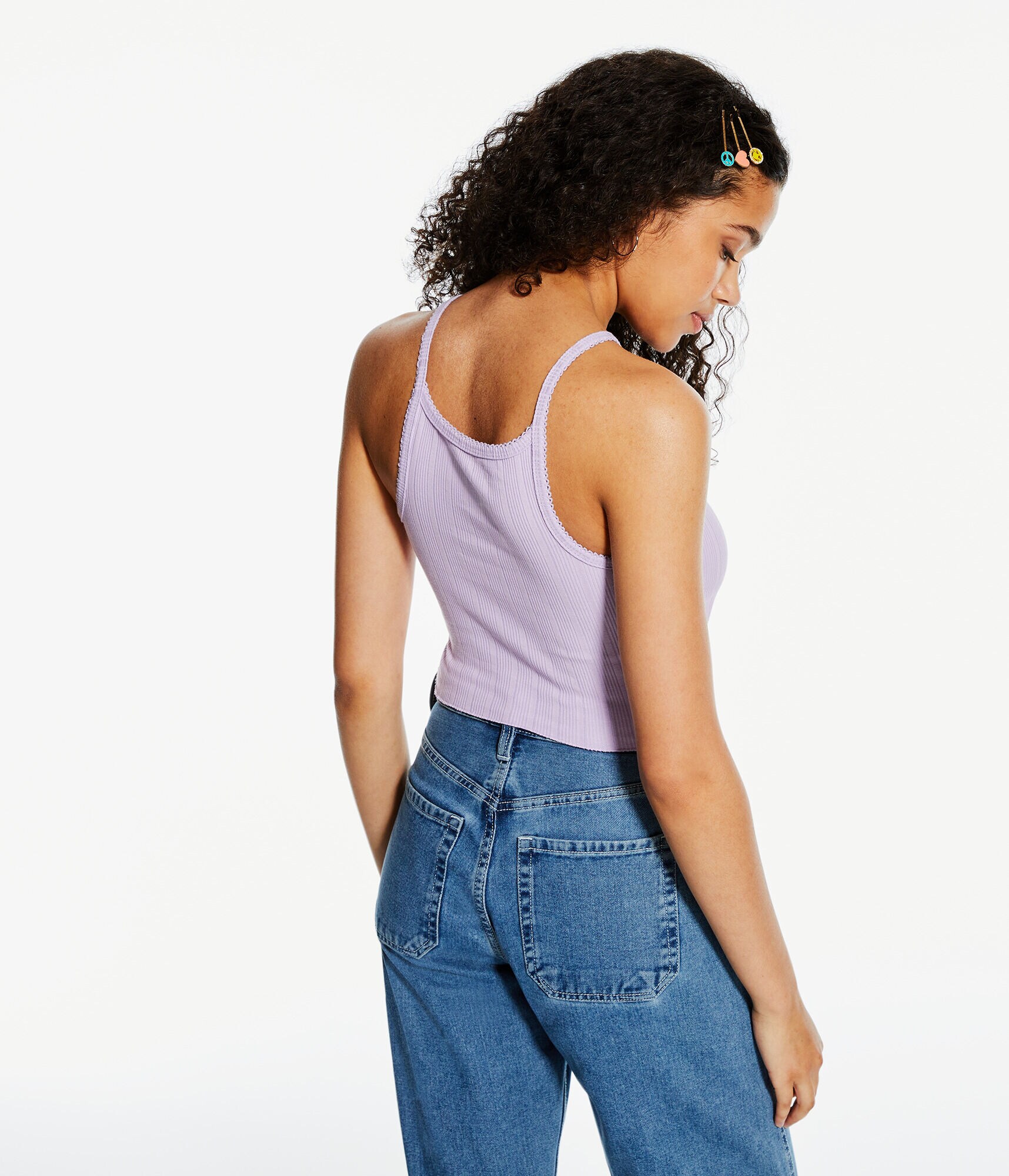 Ribbed High-Neck Cropped Cami
