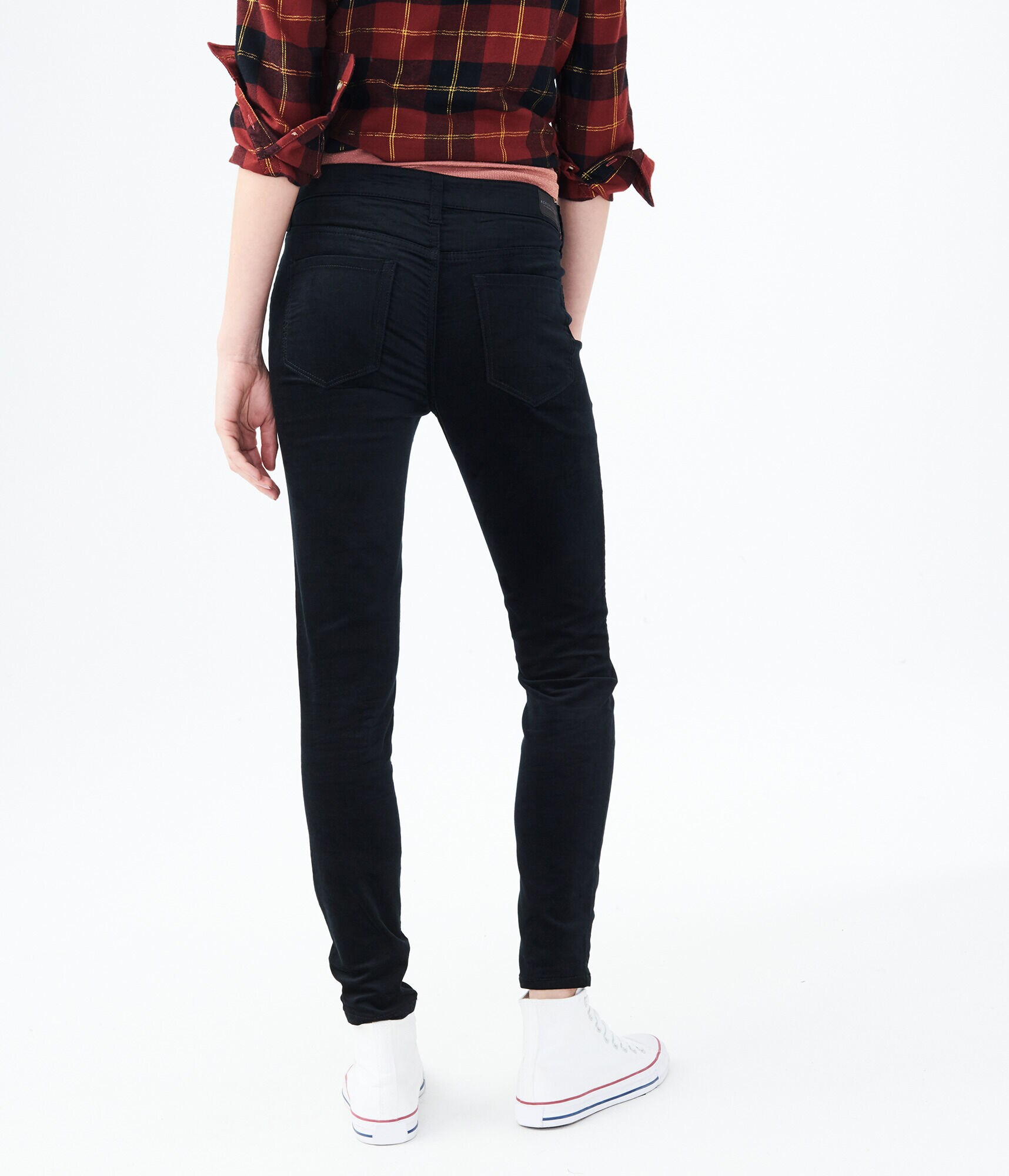 High-Waisted Skinny Kick Flare Velvet Pants
