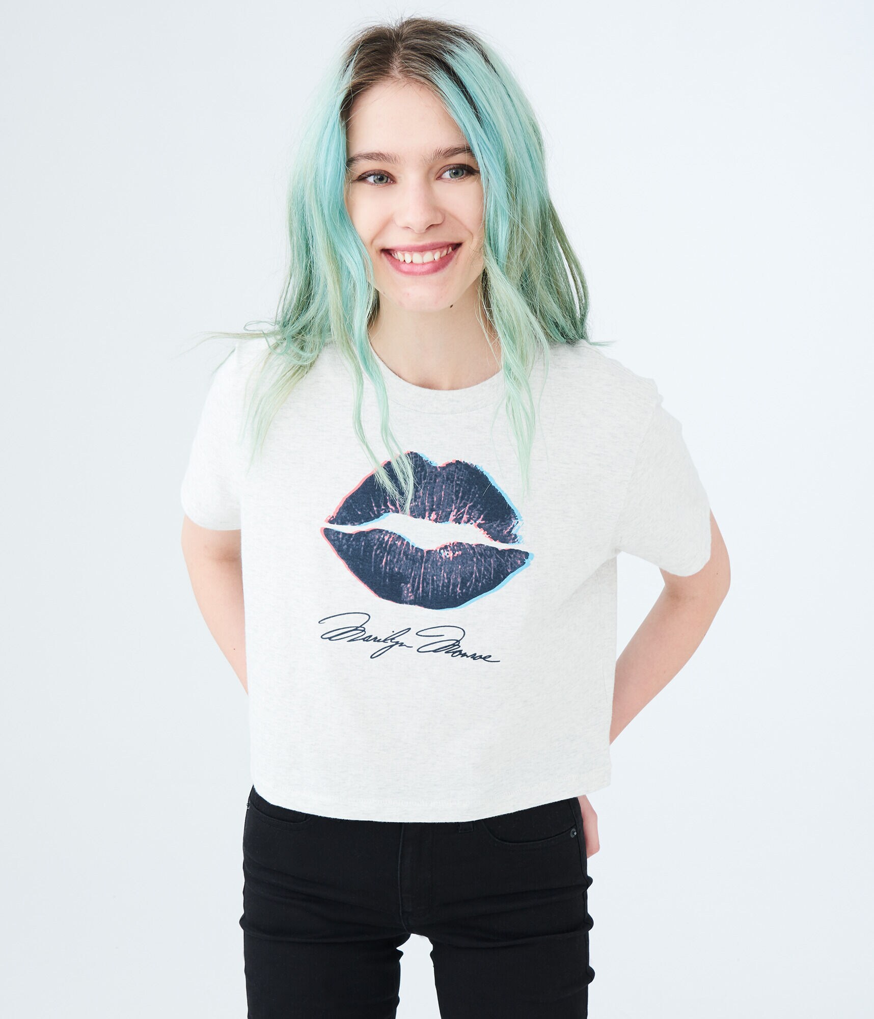 Marilyn Monroe Lips Crop Graphic Tee
