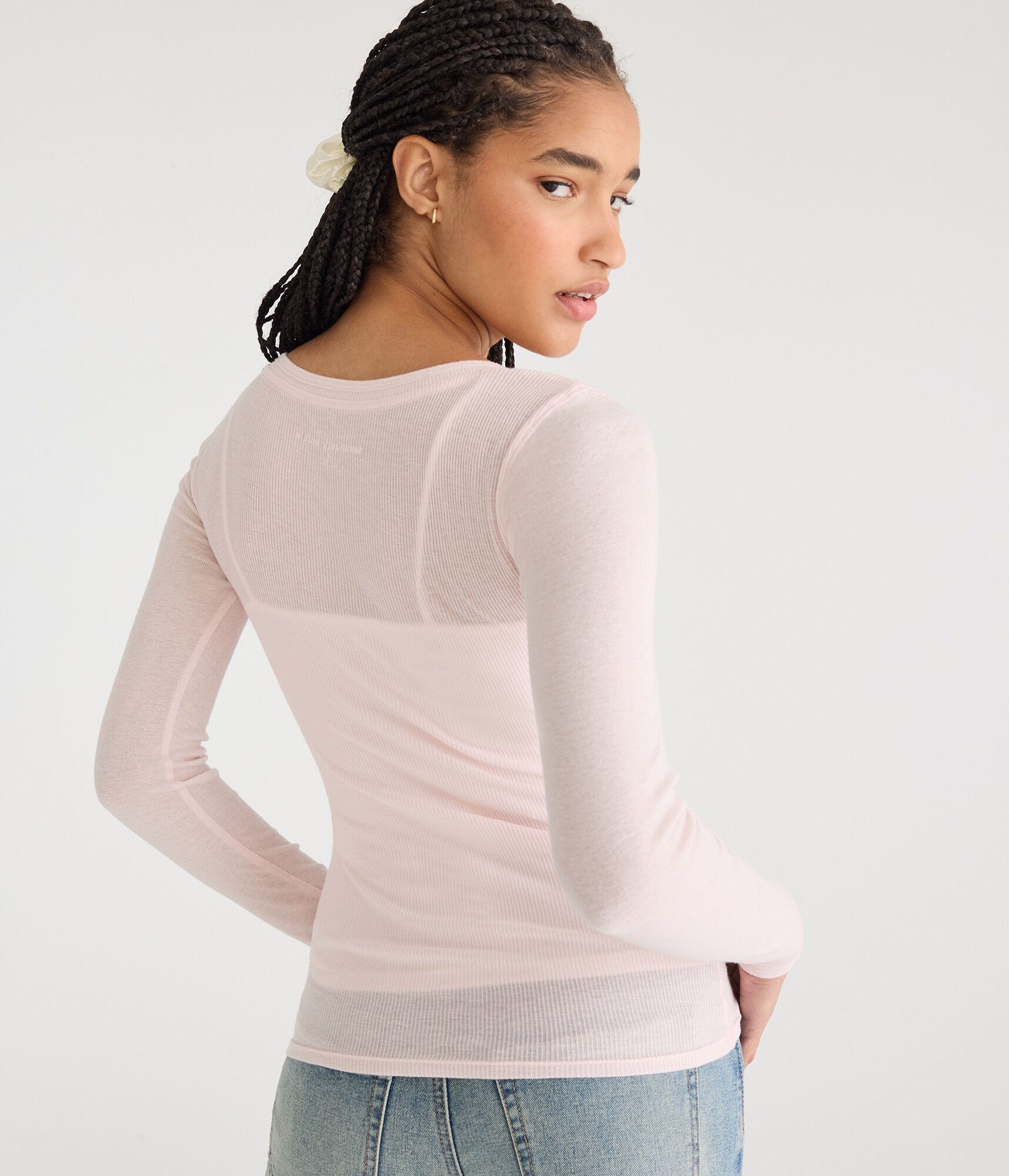 Long Sleeve Ribbed V-Neck Tee