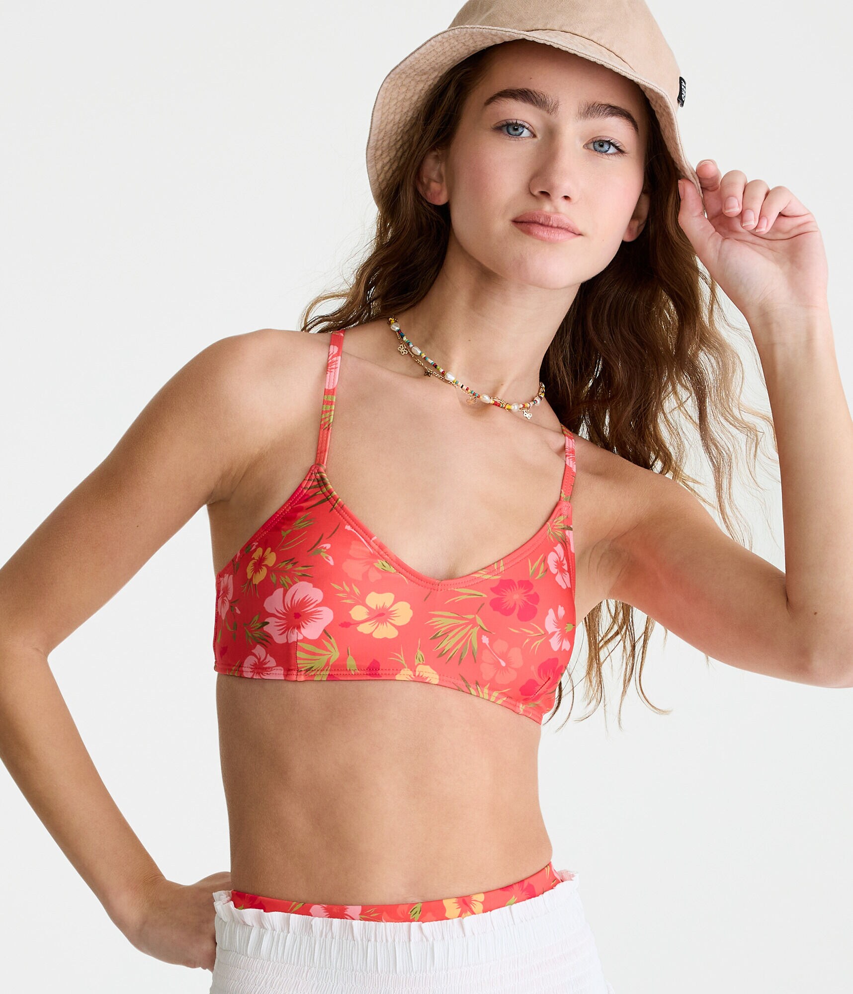 Hibiscus Cross-Back Bikini Top