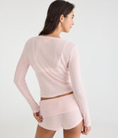 Long Sleeve Pointelle Knit Sleep Cardigan