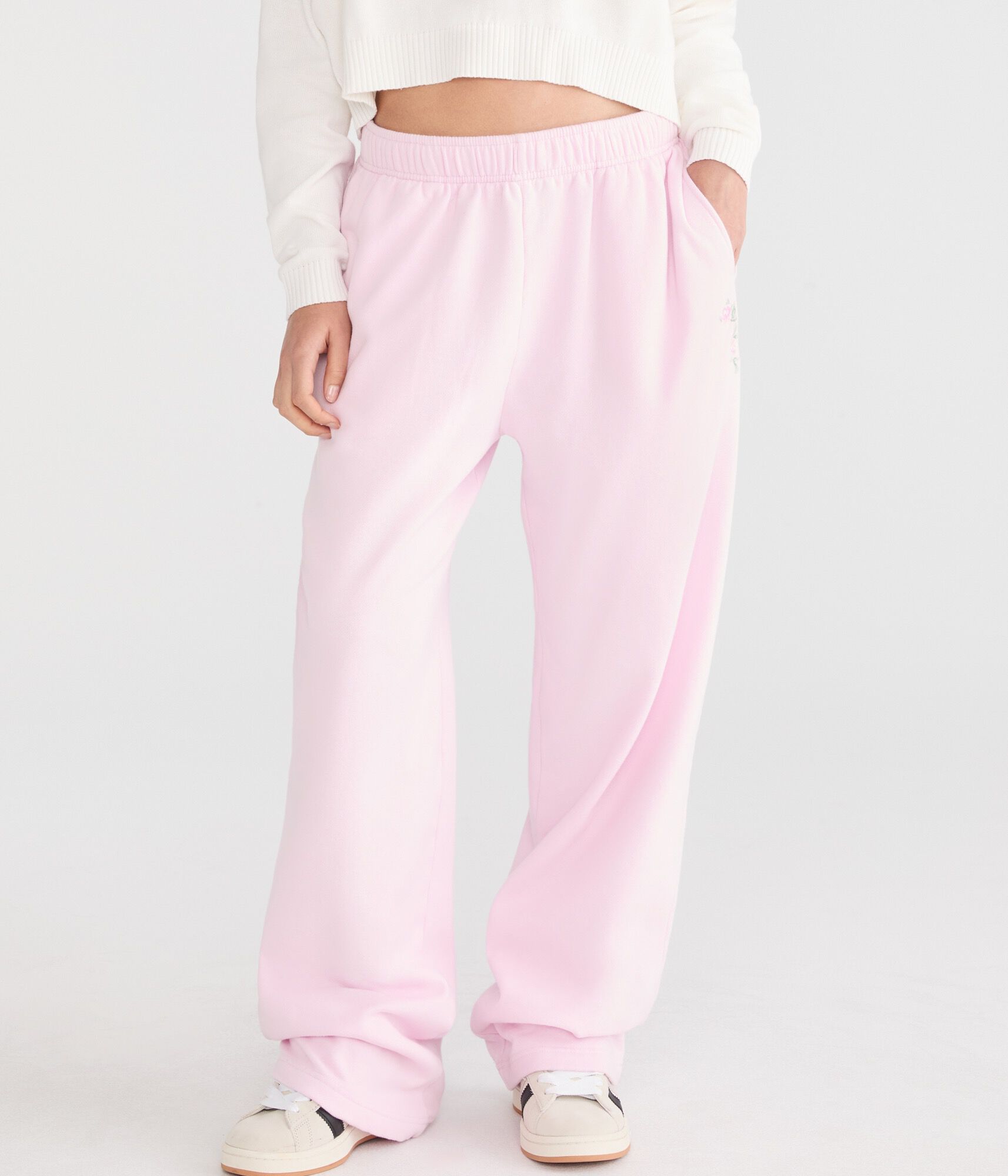 Cloud Soft Floral High-Waisted Straight Leg Sweatpants