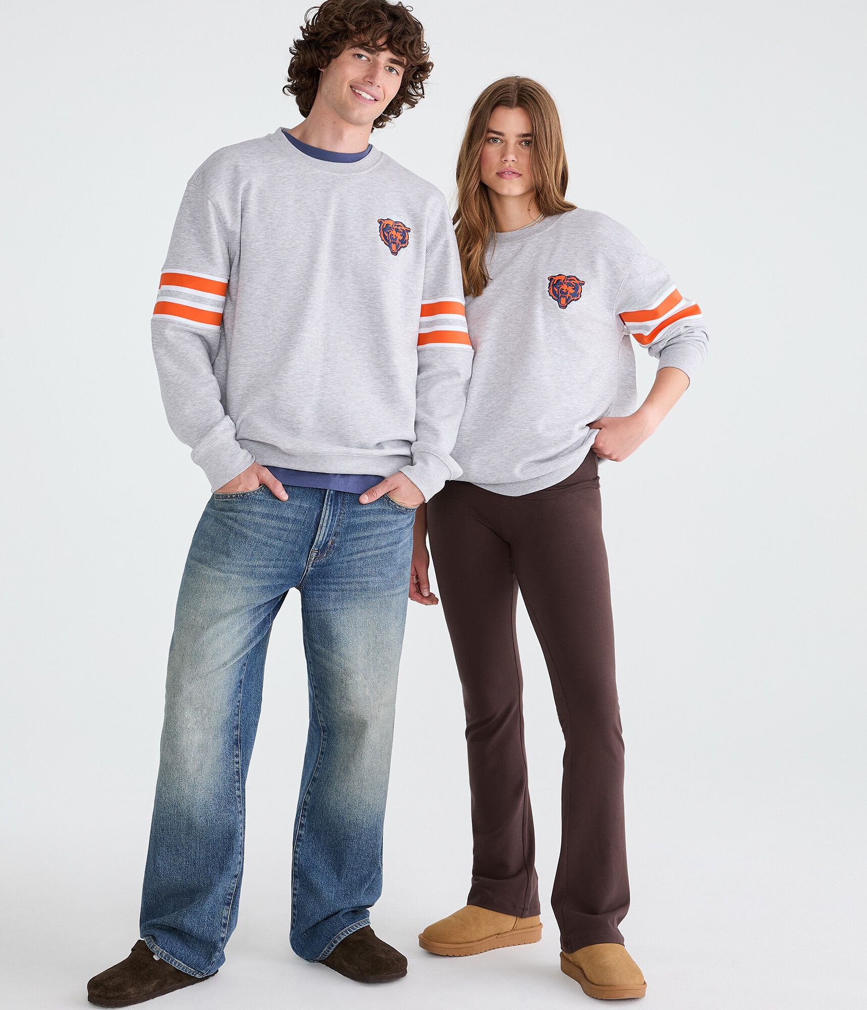 Chicago Bears Striped Sleeve Crew Sweatshirt