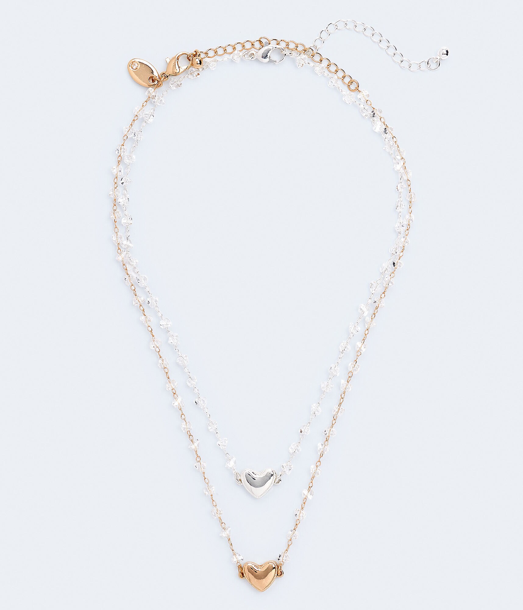 Best Friends Heart &amp; Clear Stone Necklace 2-Pack