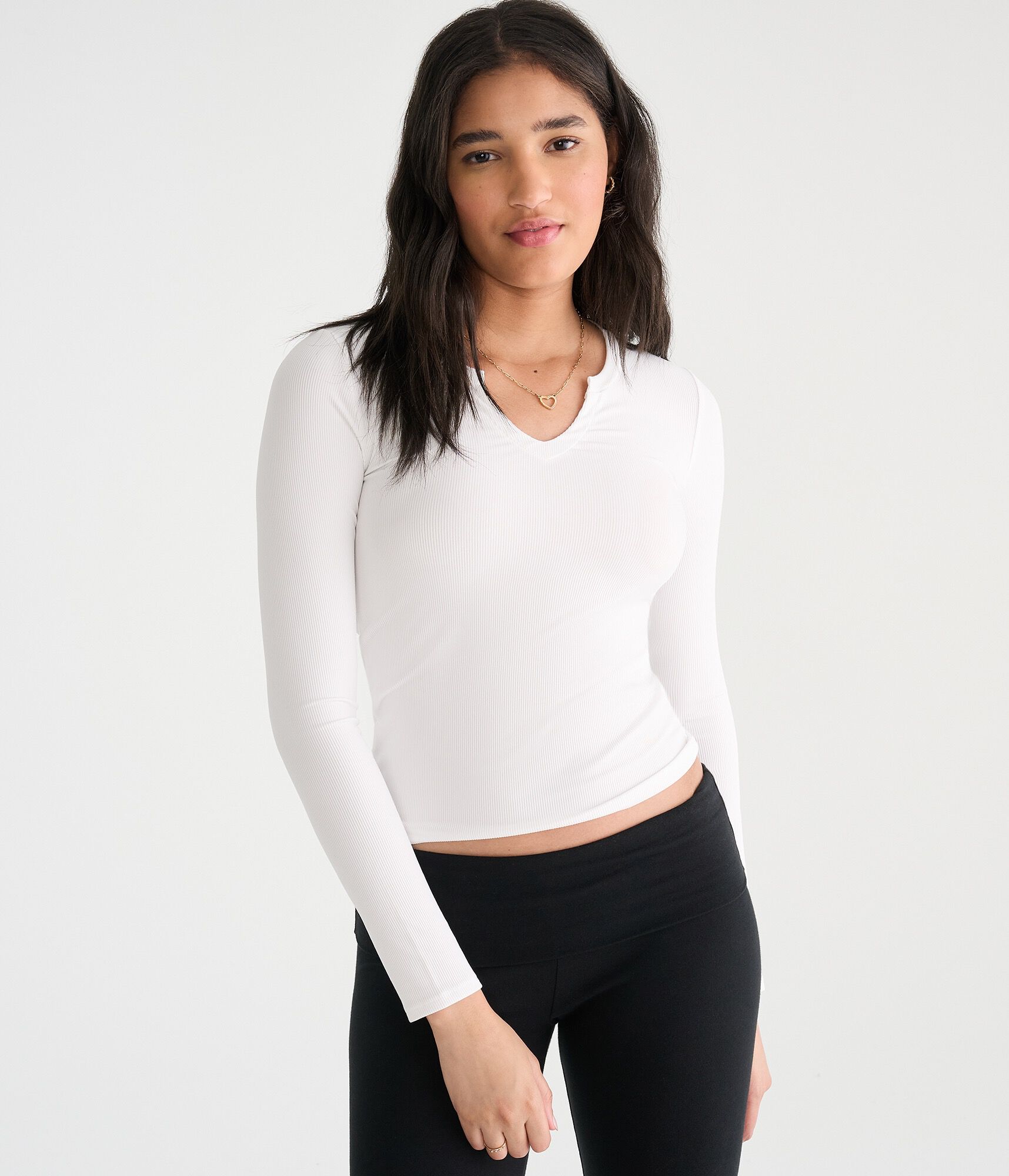 Long Sleeve Buttery Soft Notch-Neck Tee