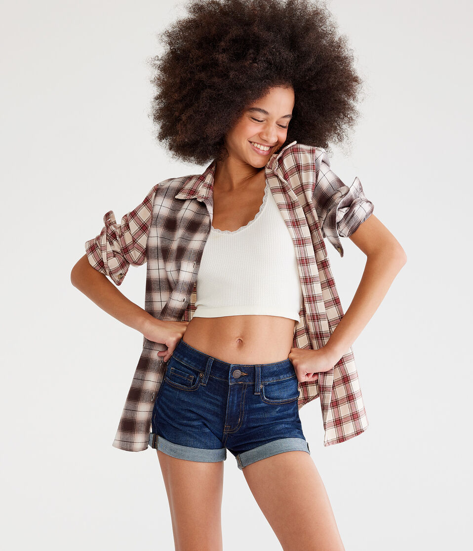 Flex Effects Low-Rise Denim Midi Shorts