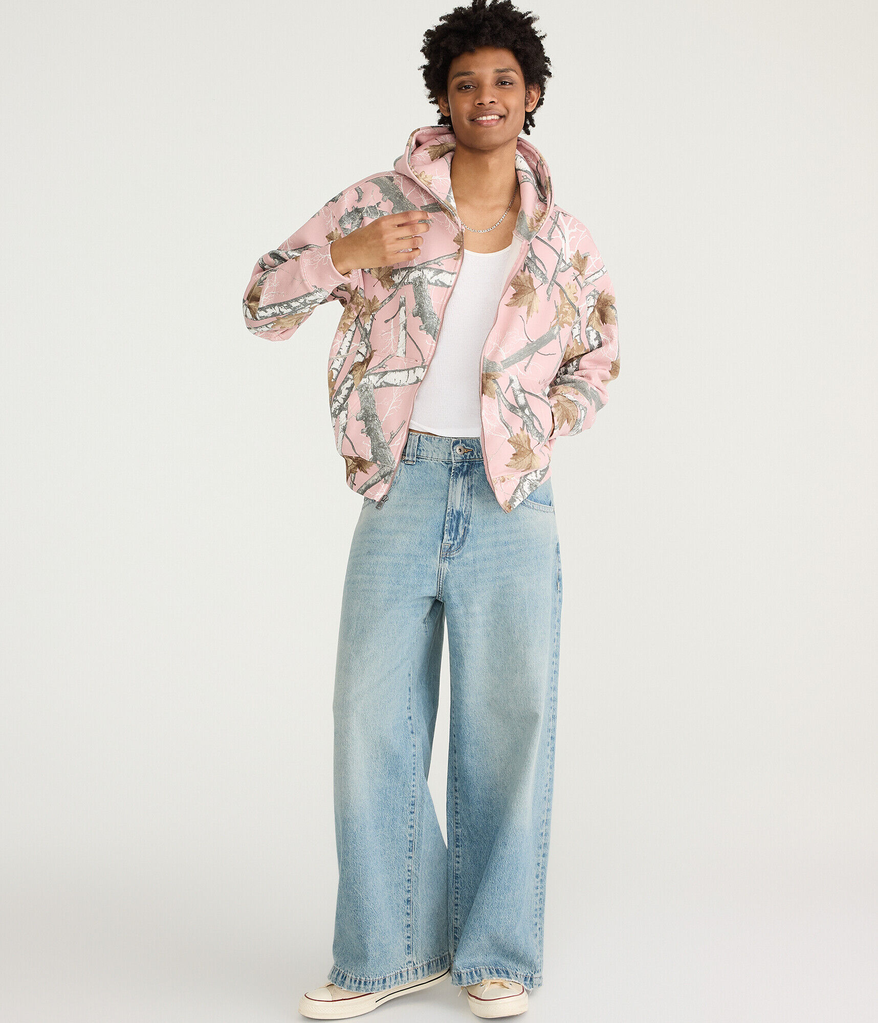 Cloud Soft Forest Camo Boxy Full-Zip Hoodie