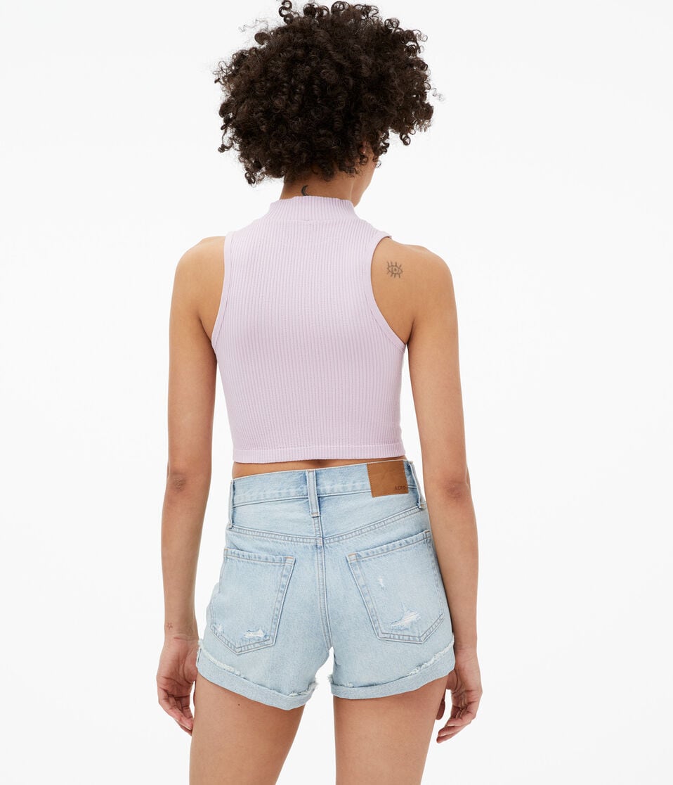 Seamless Mock-Neck Cropped Tank