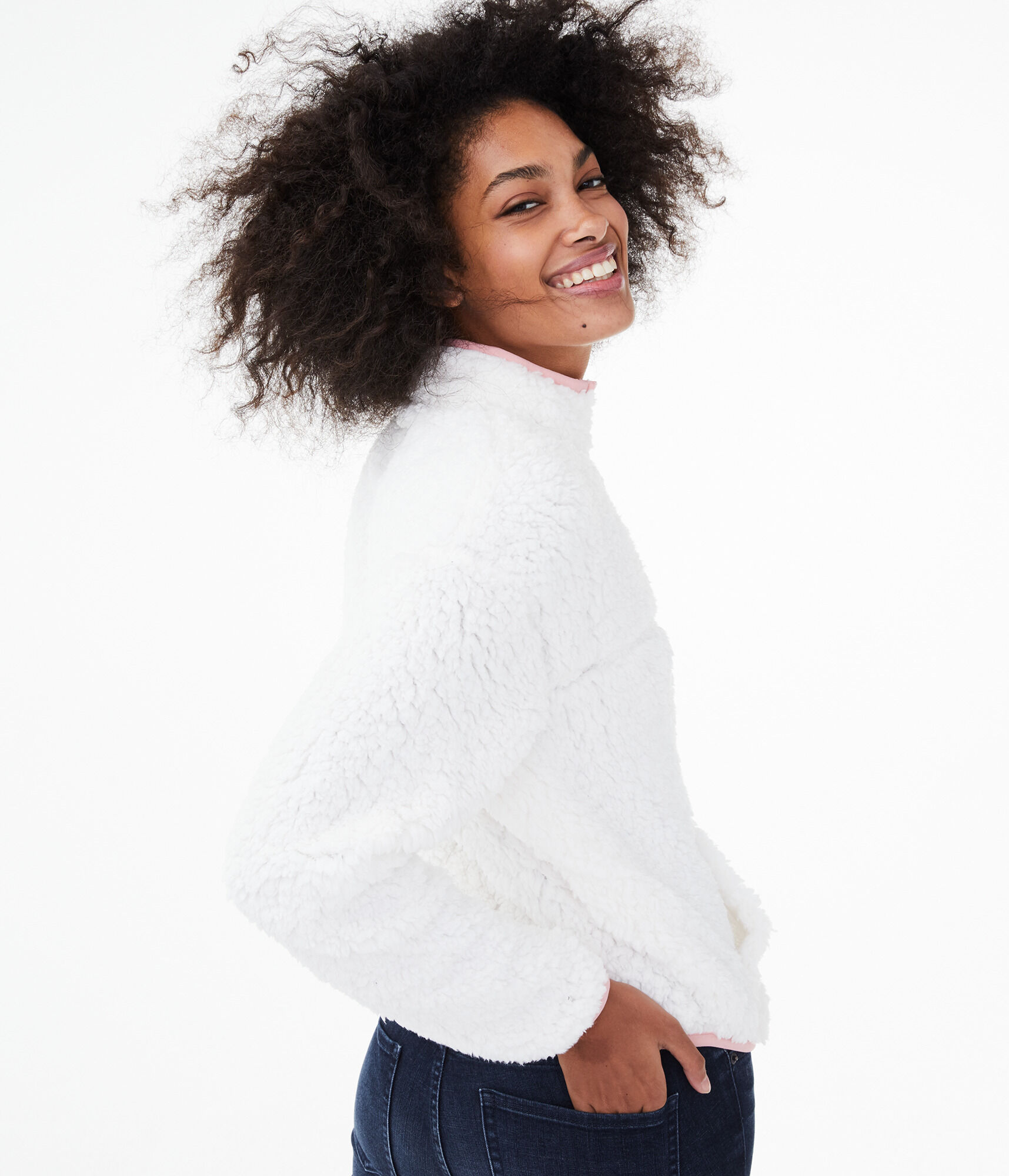 Contrast Fleece Quarter-Zip Jacket