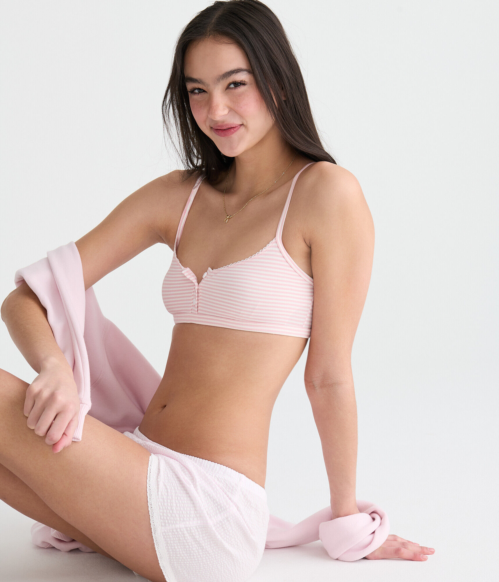 Striped Cotton Henley Bralette