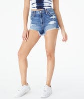 High-Rise Denim Shorty Shorts