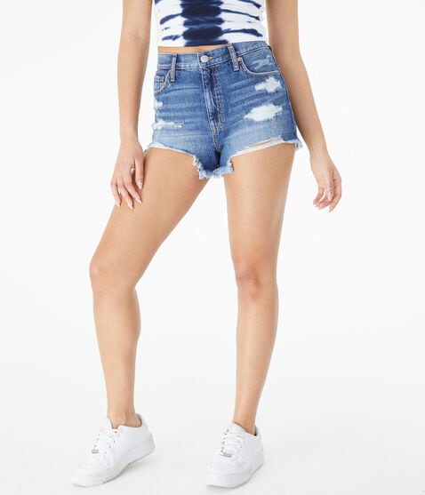 High-Rise Denim Shorty Shorts