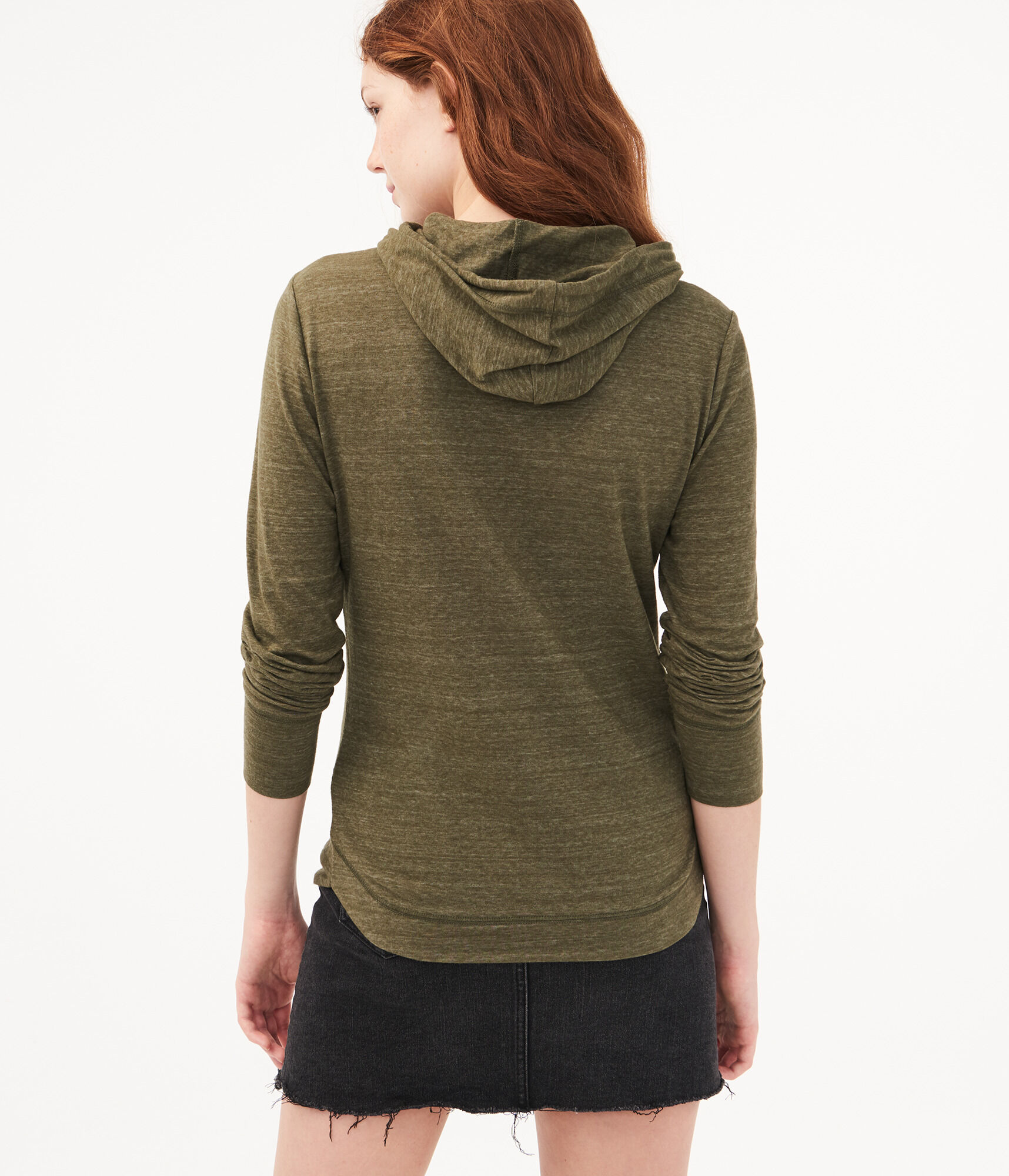 Long Sleeve Block Logo Hooded Top***