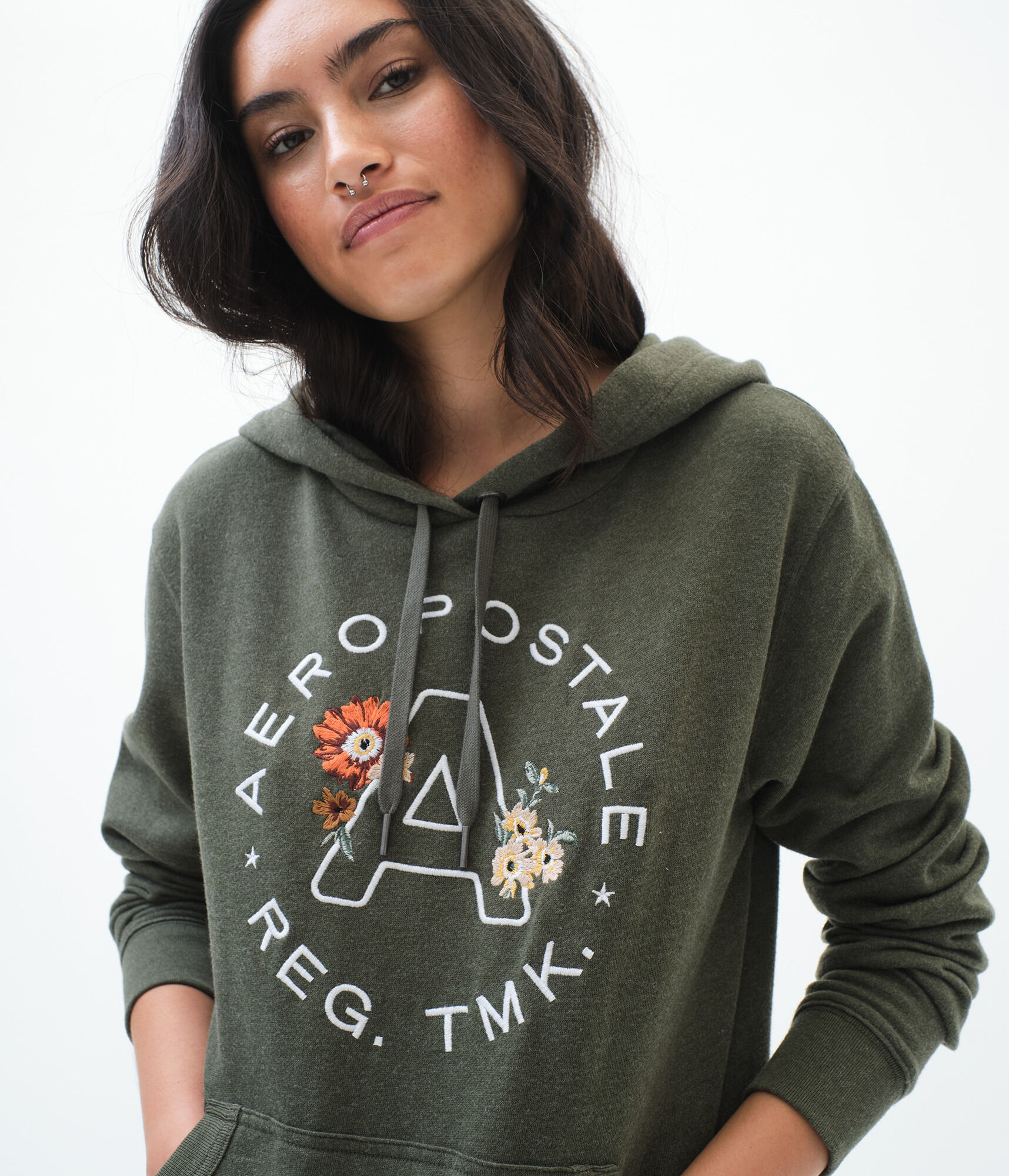 Aeropostale Trademark Floral Pullover Hoodie