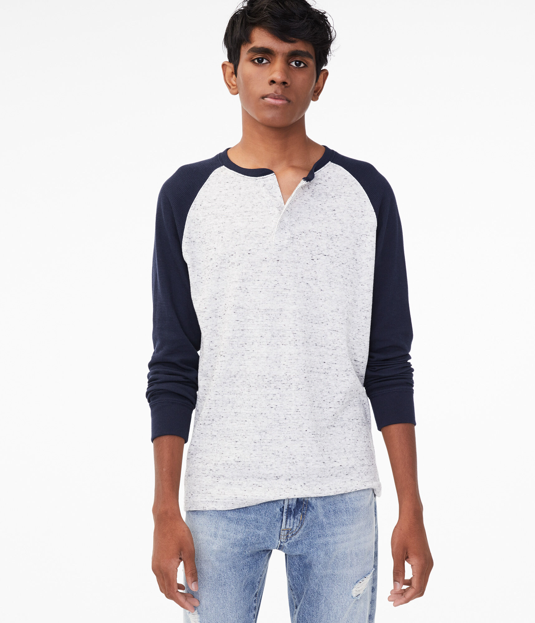 Long Sleeve Solid Thermal Henley Tee