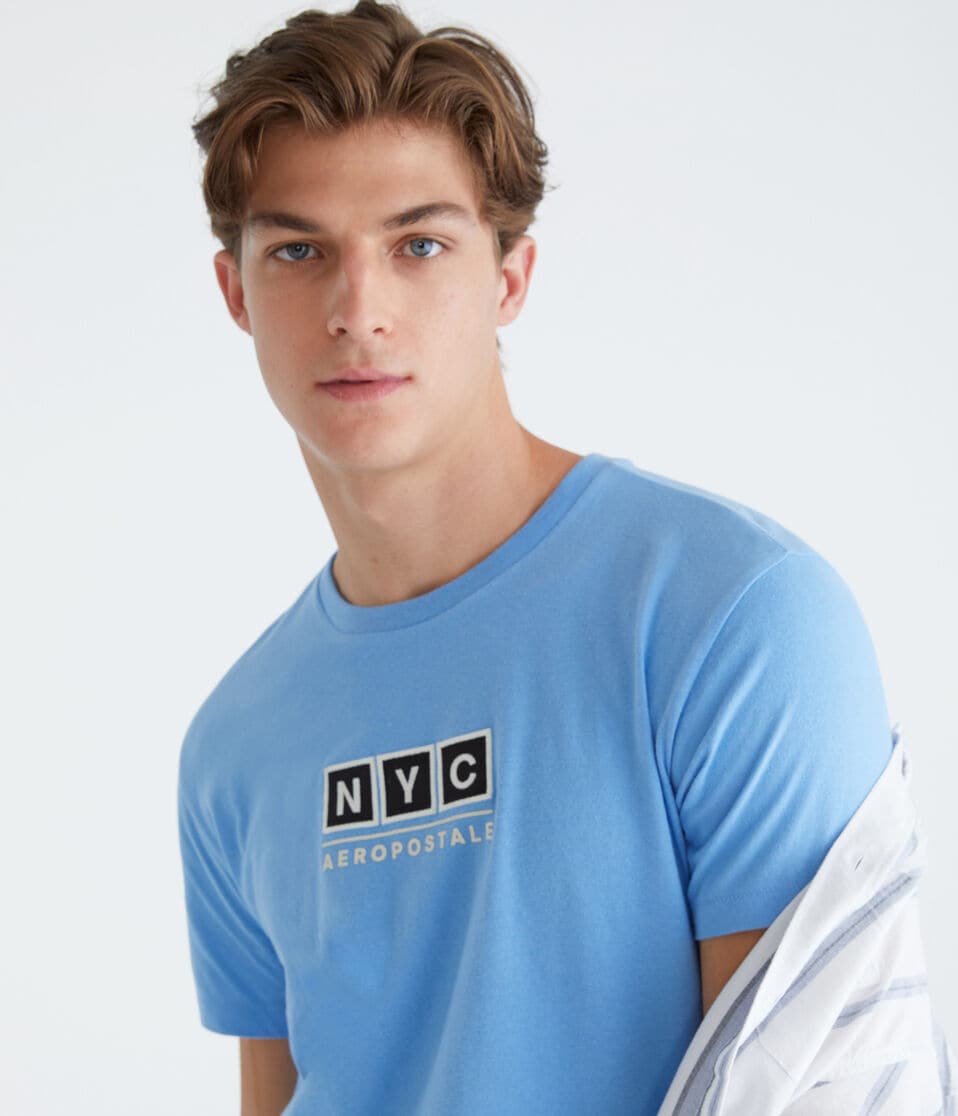 Aeropostale NYC Box Logo Appliqué Graphic Tee