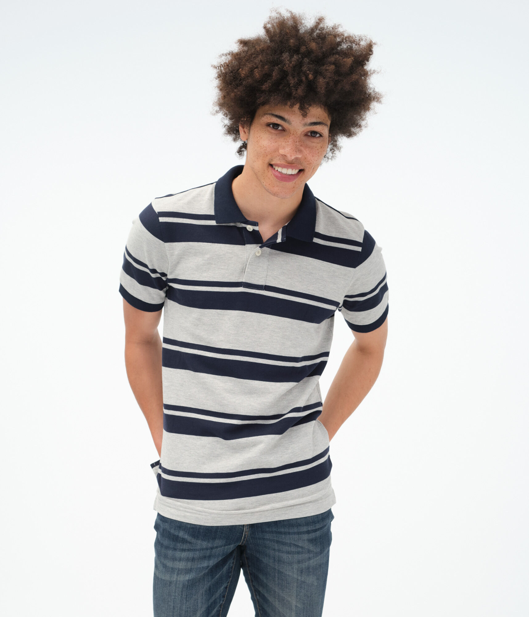 Mixed Stripe Piqu&eacute; Polo