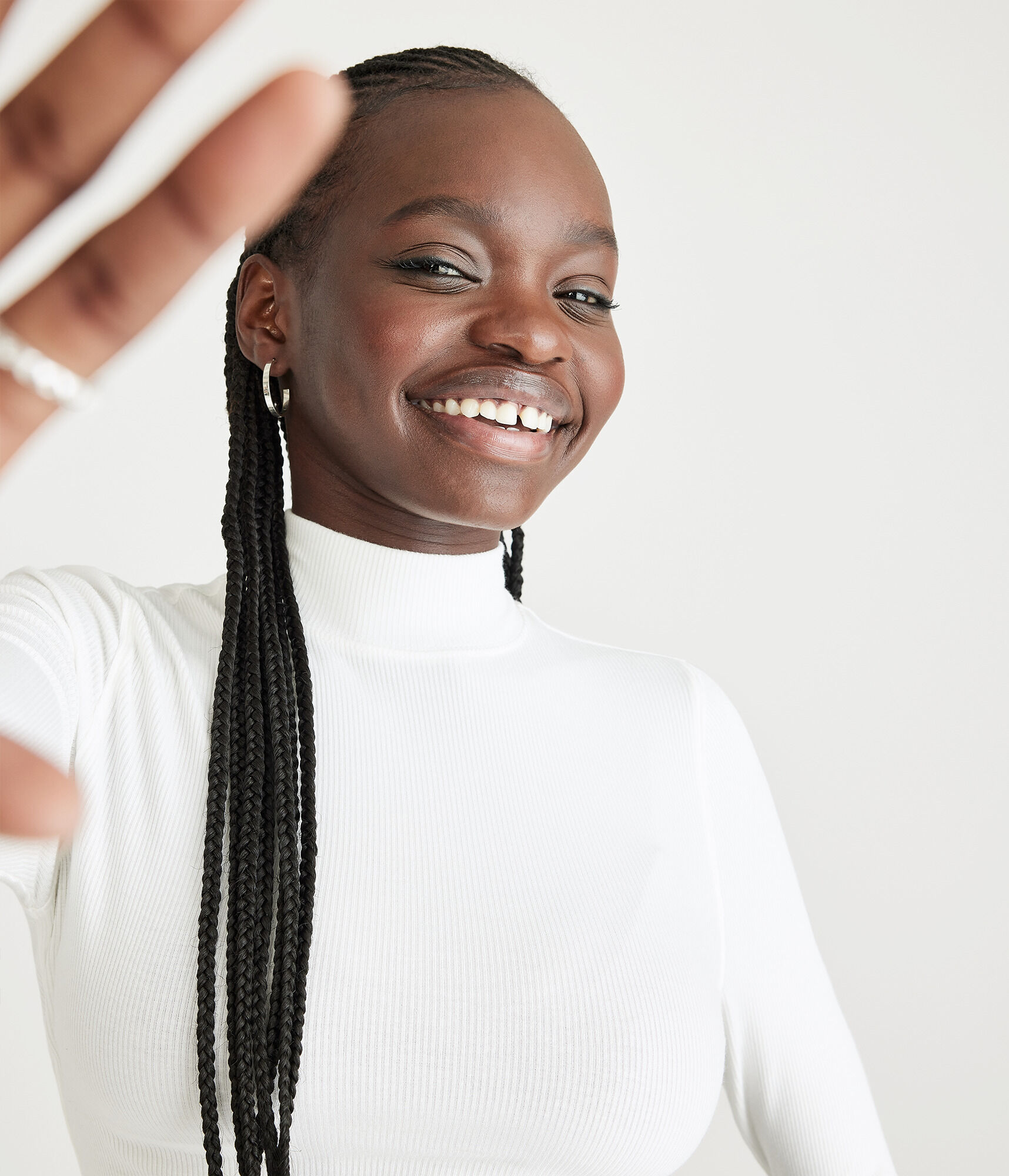 230【BRIEFING】 BACK LOGO LINE MOCK NECK Long Sleeve Mock-Neck Cropped Top