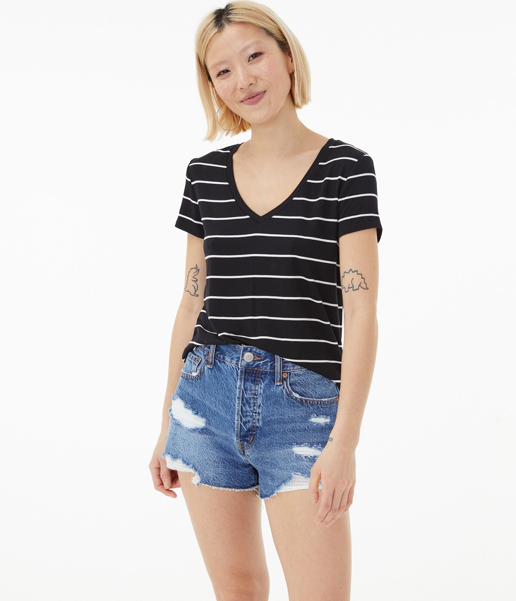 Seriously Soft Striped V-Neck Tee