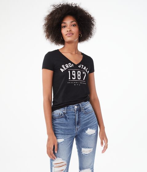 Aeropostale 1987 V-Neck Graphic Tee Aeropostale 1987 V-Neck Graphic Tee