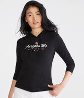 Long Sleeve Aeropostale Original Rose Hooded Graphic Tee