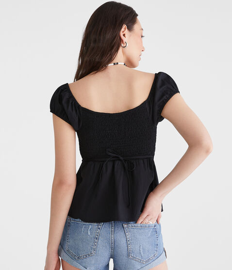 Tonal Stripe V-Neck Babydoll Top Tonal Stripe V-Neck Babydoll Top