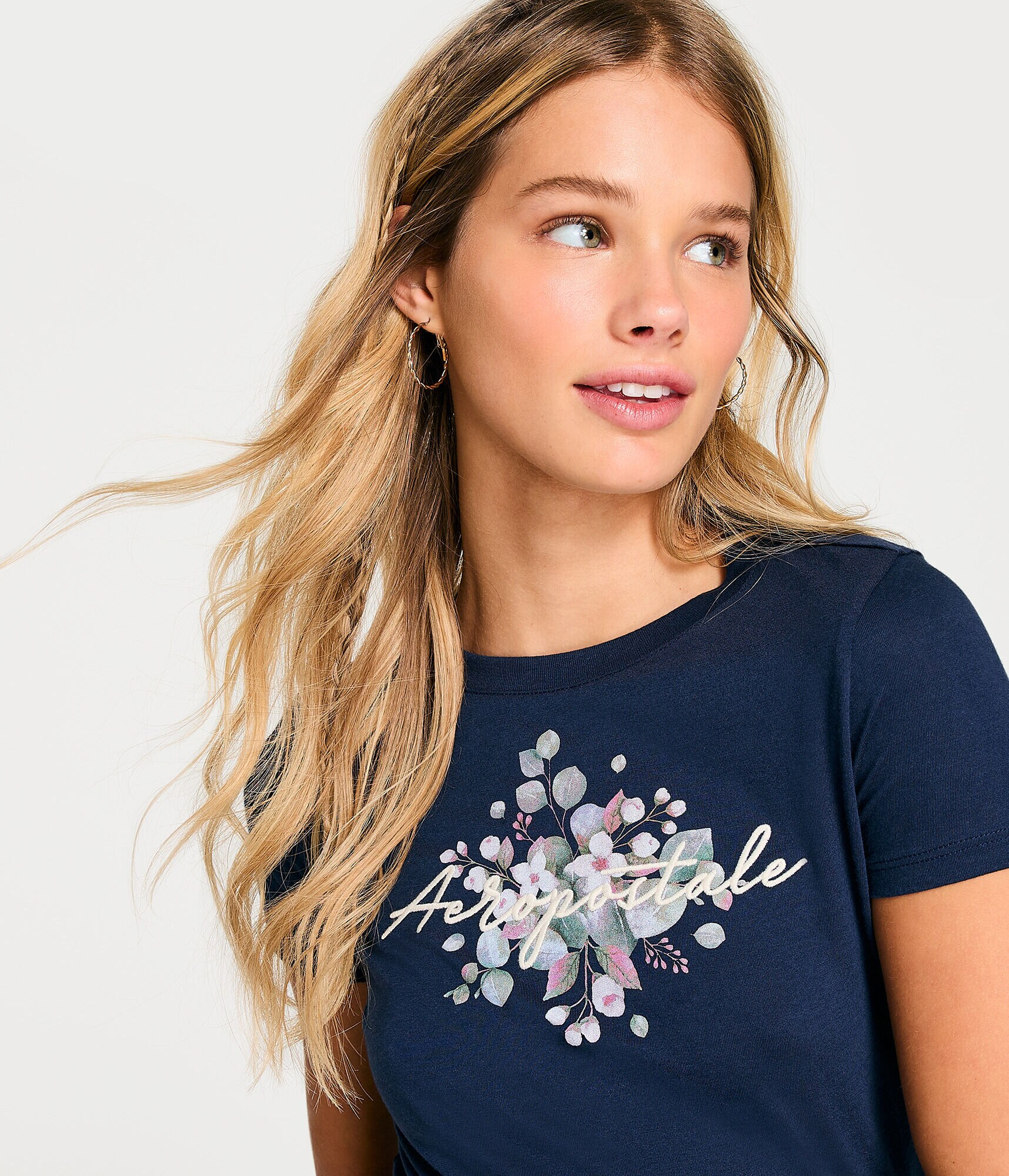 Aeropostale Watercolor Floral Graphic Tee