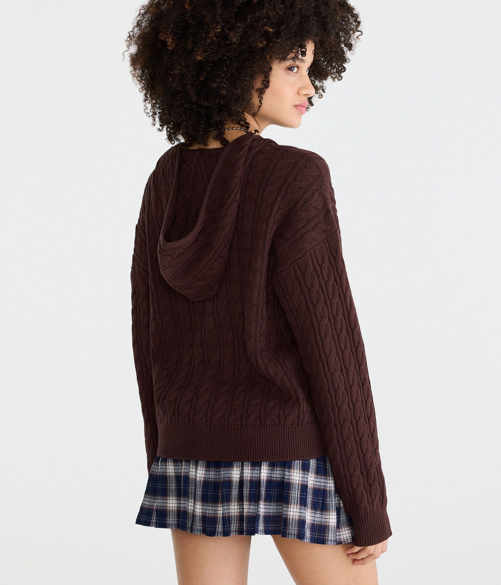 Cable Full-Zip Hooded Sweater
