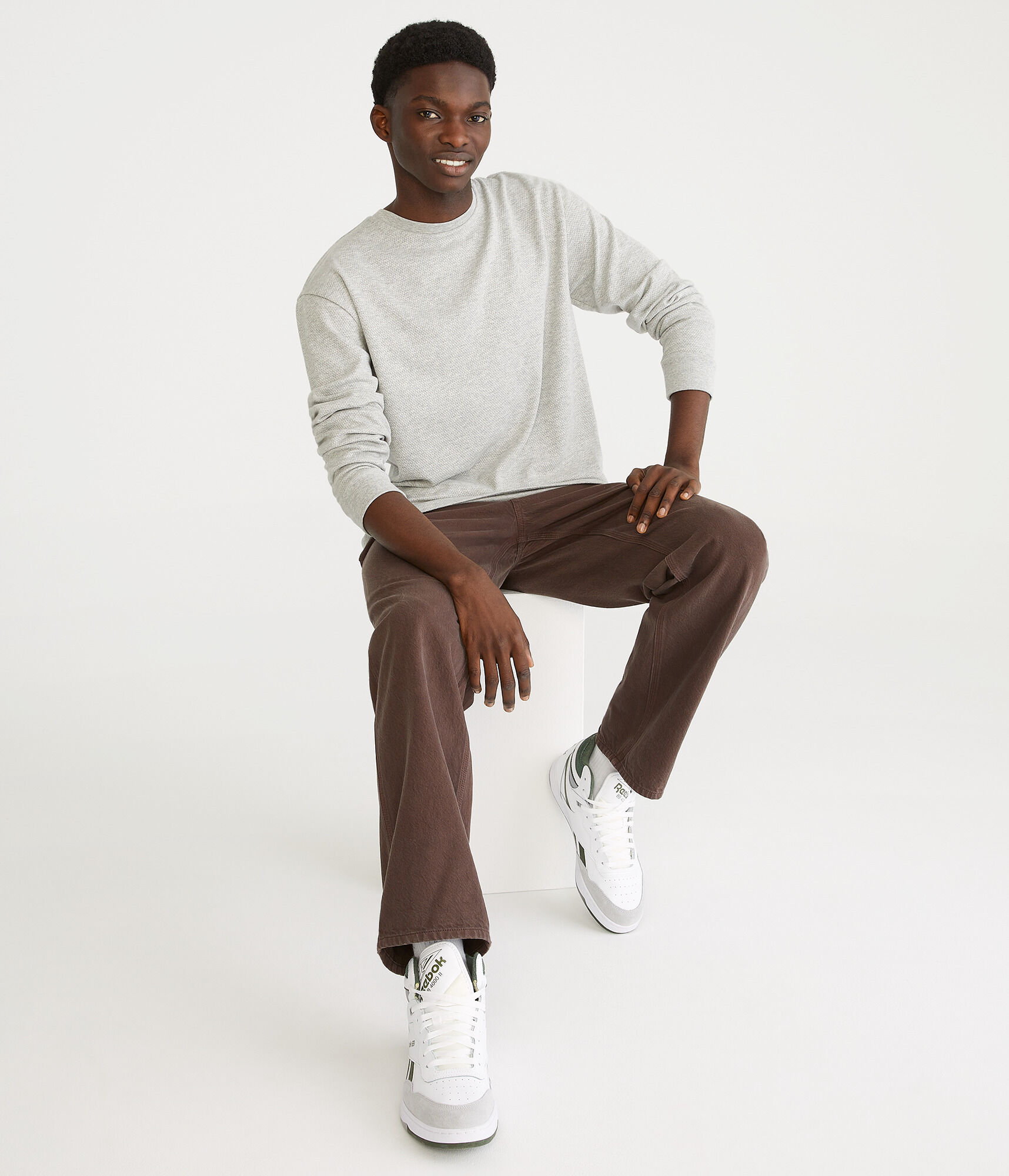 Long Sleeve Tonal Logo Thermal Crew Tee