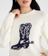 Cowgirl Boot Oversized Crew Sweater