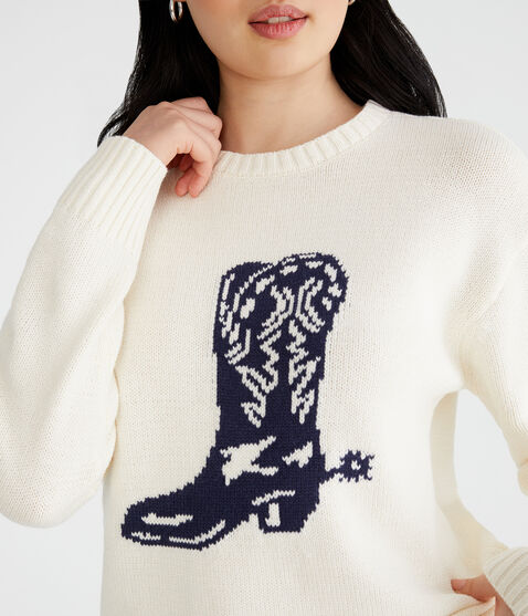 Cowgirl Boot Oversized Crew Sweater Cowgirl Boot Oversized Crew Sweater