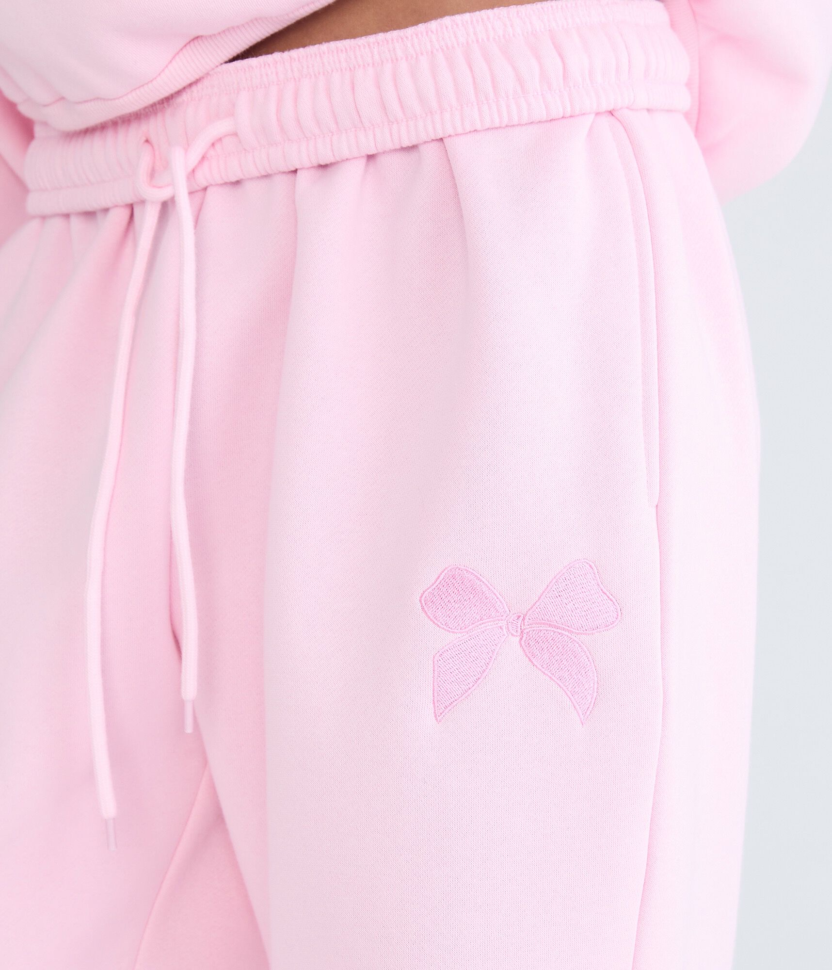 Cloud Soft Embroidered Bow High-Rise Straight Leg Sweatpants
