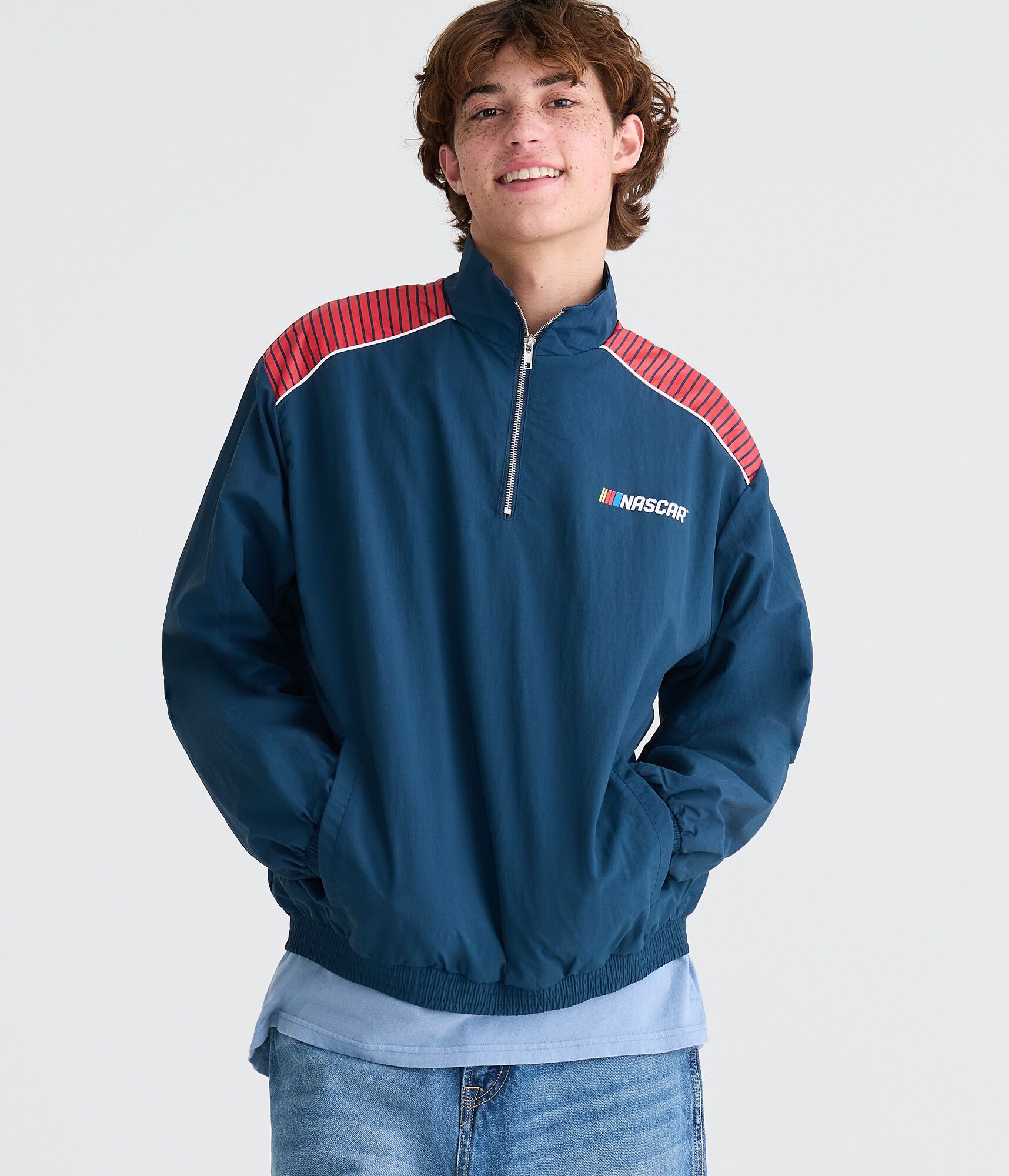 Finish Line Racing Jacket NASCAR Red Bull Trackhouse Quarter-Zip Track Jacket