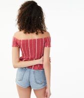 Smocked Peplum Off-The-Shoulder Top