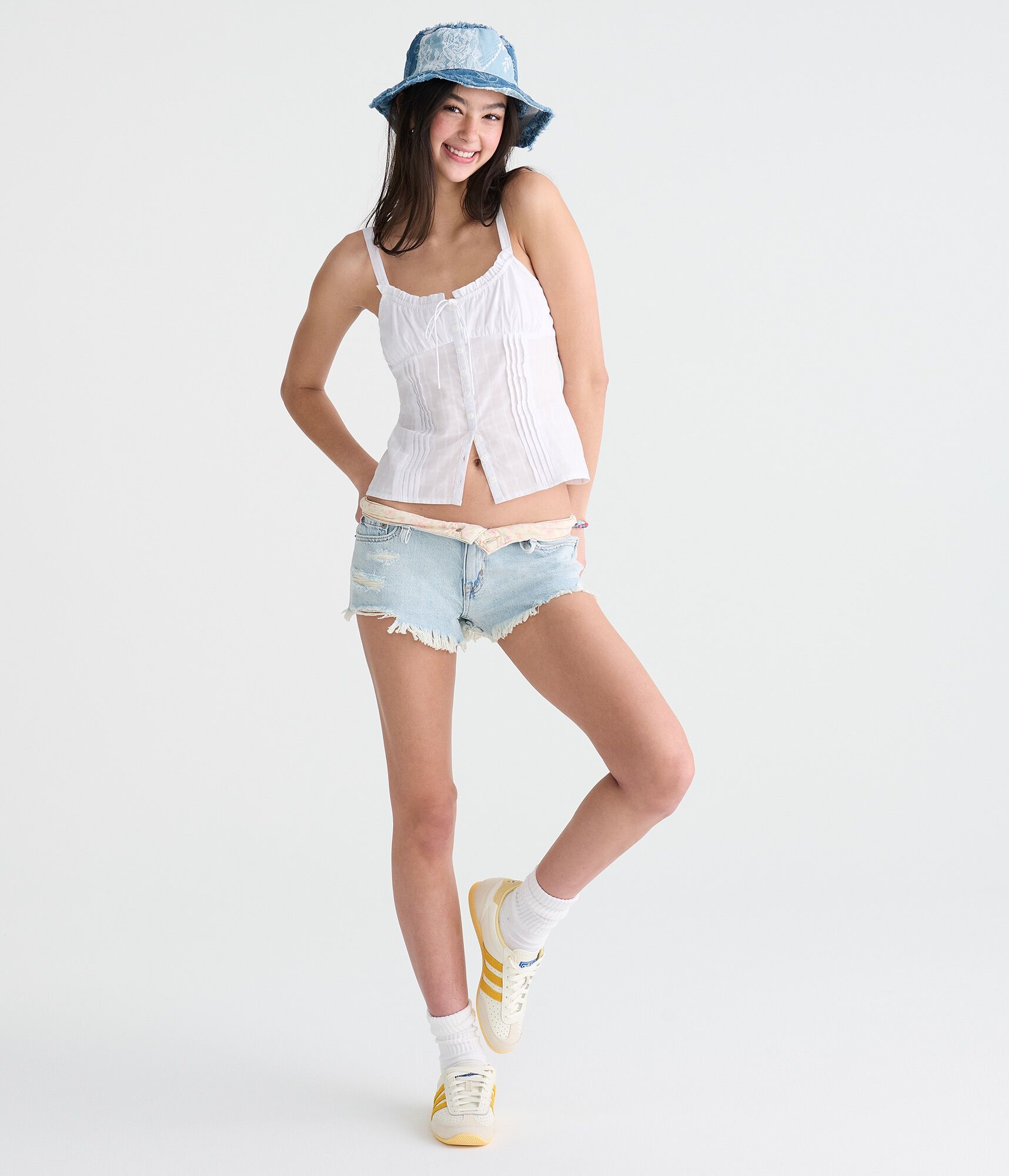 Vintage Low-Rise Denim Shorty Shorts