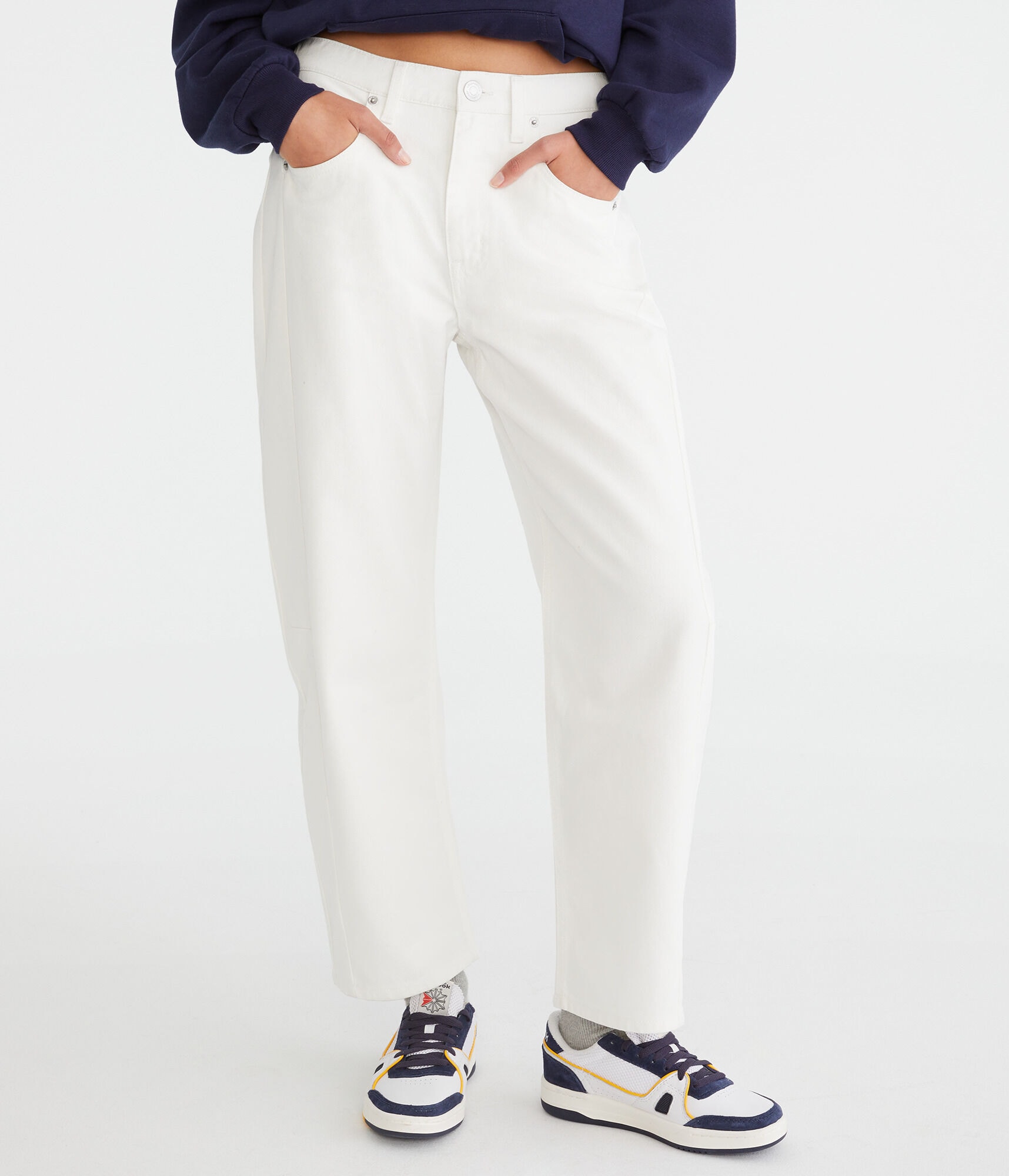 High-Rise Twill Barrel Pants