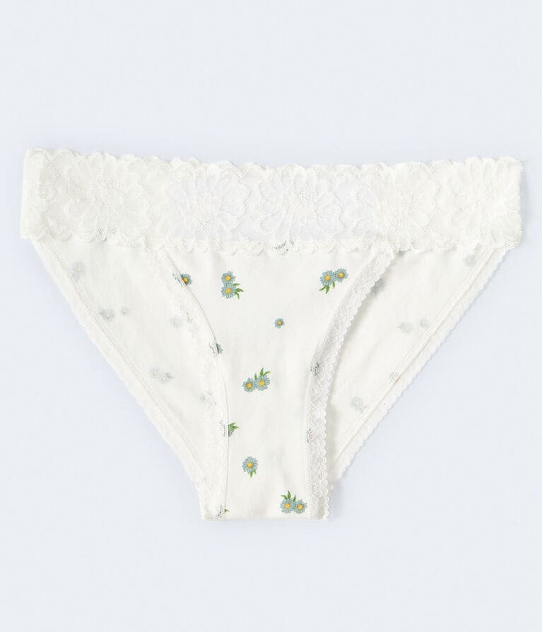 Tiny Floral Lace-Trim Bikini